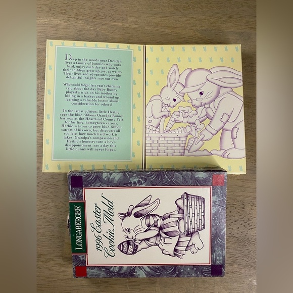 Longaberger Easter Cookie Mold Vintage In Box 1995 & 1996 Easter‎ Bunny & Basket - Picture 4 of 16